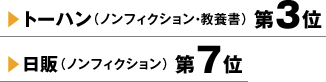 トーハン（ノンフィクション・教養書）第3位 日販（ノンフィクション）第7位