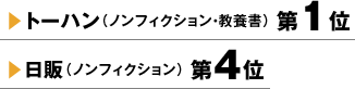トーハン（ノンフィクション・教養書）第１位 日販（ノンフィクション）第4位
